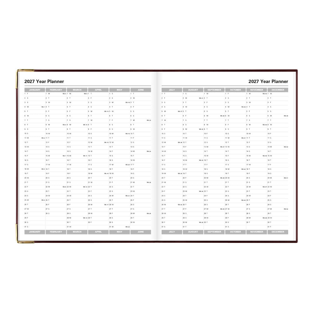Letts Quarto Weekly Appointment Book, Classic, 2027 Burgundy 27-C32YBY#color_burgundy