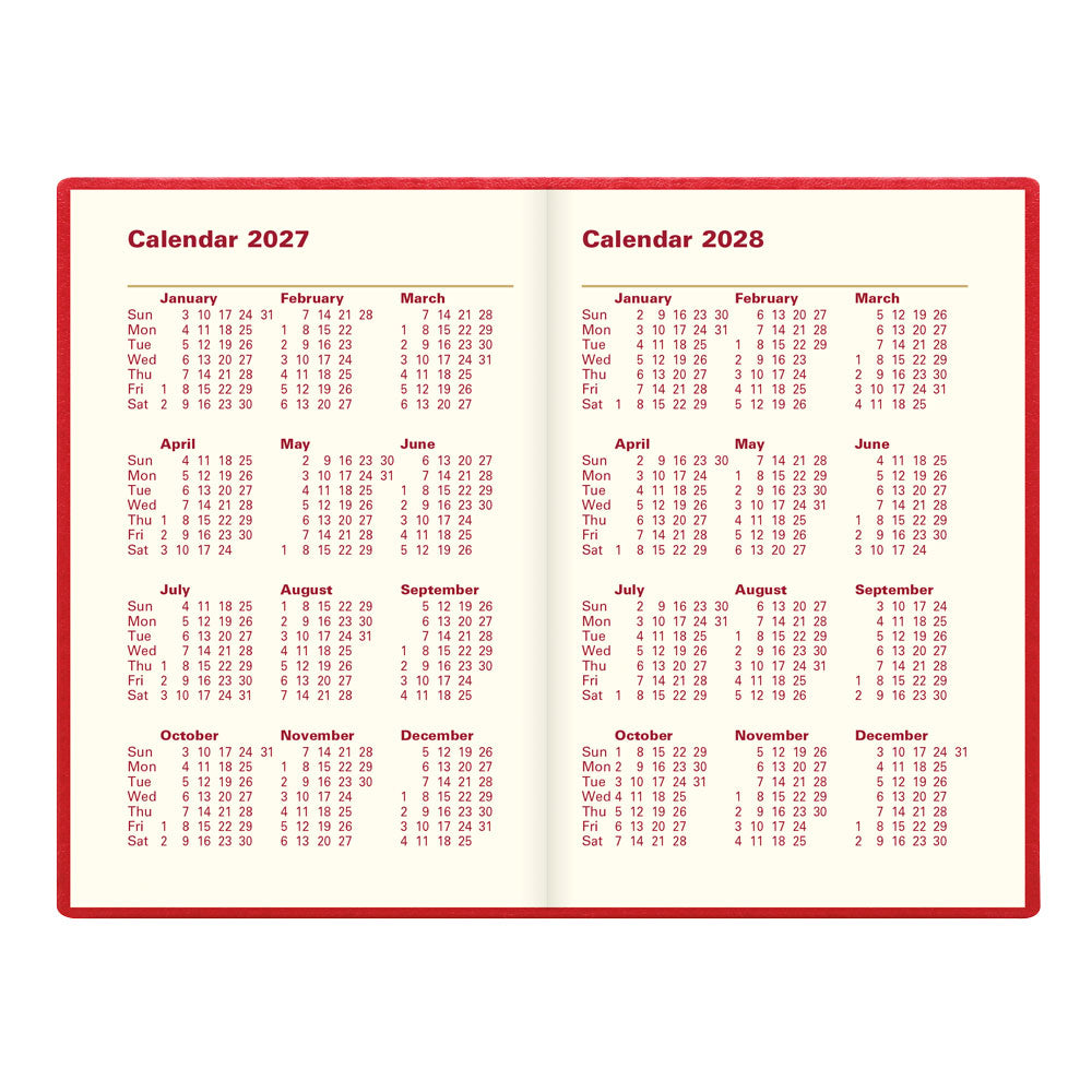 Letts Pocket Weekly Planner, Belgravia, 2027 Red 27-C33ERD#color_red