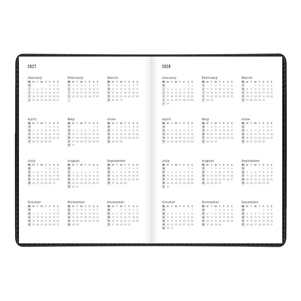 Letts A5 Weekly Appointment Book, Milano, 2027 Black 27-CTO3XUBK#color_black