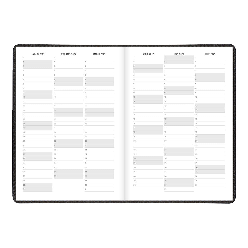 Letts A5 Weekly Appointment Book, Milano, 2027 Black 27-CTO3XUBK#color_black