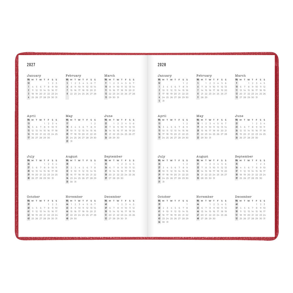 Letts A5 Weekly Appointment Book, Milano, 2027 Red 27-CTO3XURD#color_red