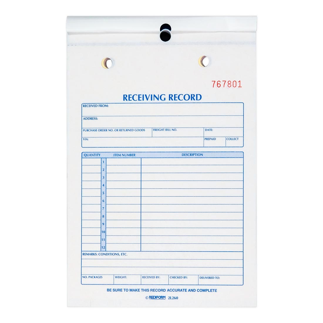 Receiving Record Book 2L260