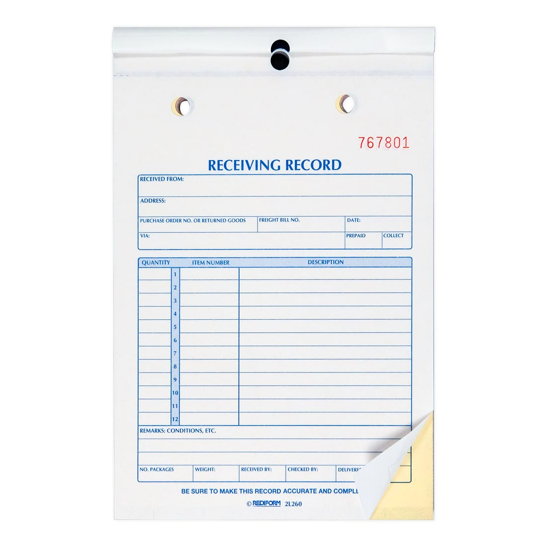 Receiving Record Book 2L260