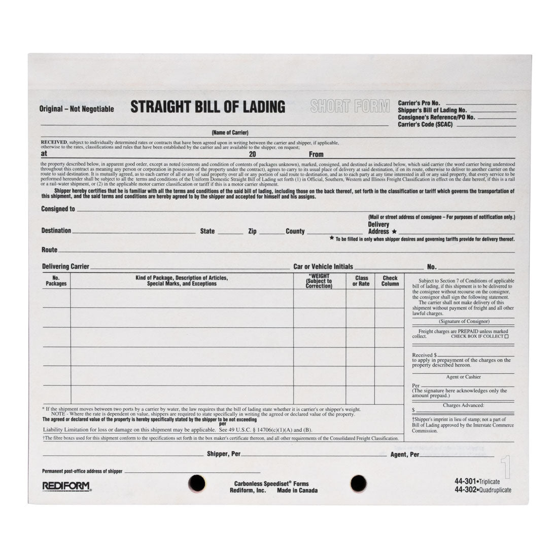 Bill of Lading Snap-A-Way 44301