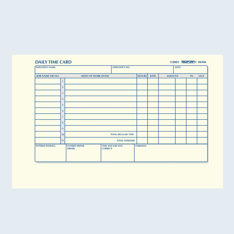 Time Card Pad 4K406