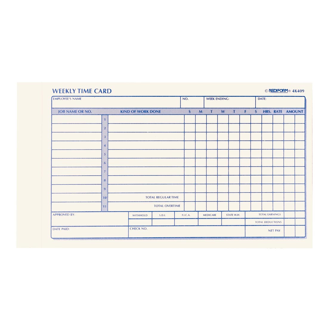 Time Card Pad 4K409