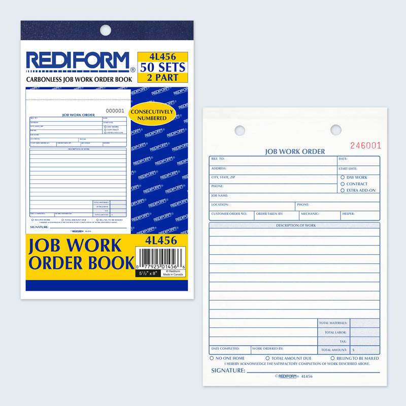 Job Work Order Book 4L456