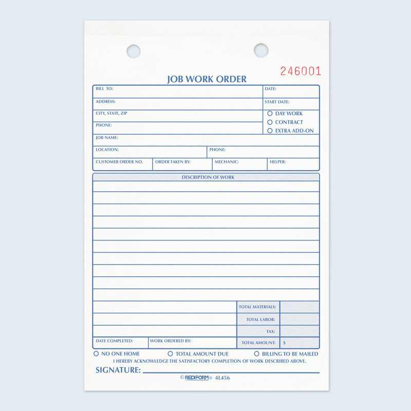Job Work Order Book 4L456