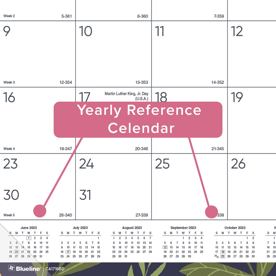 18-Month Desk Pad Calendar Blossom 2024-2025, CA1716BD