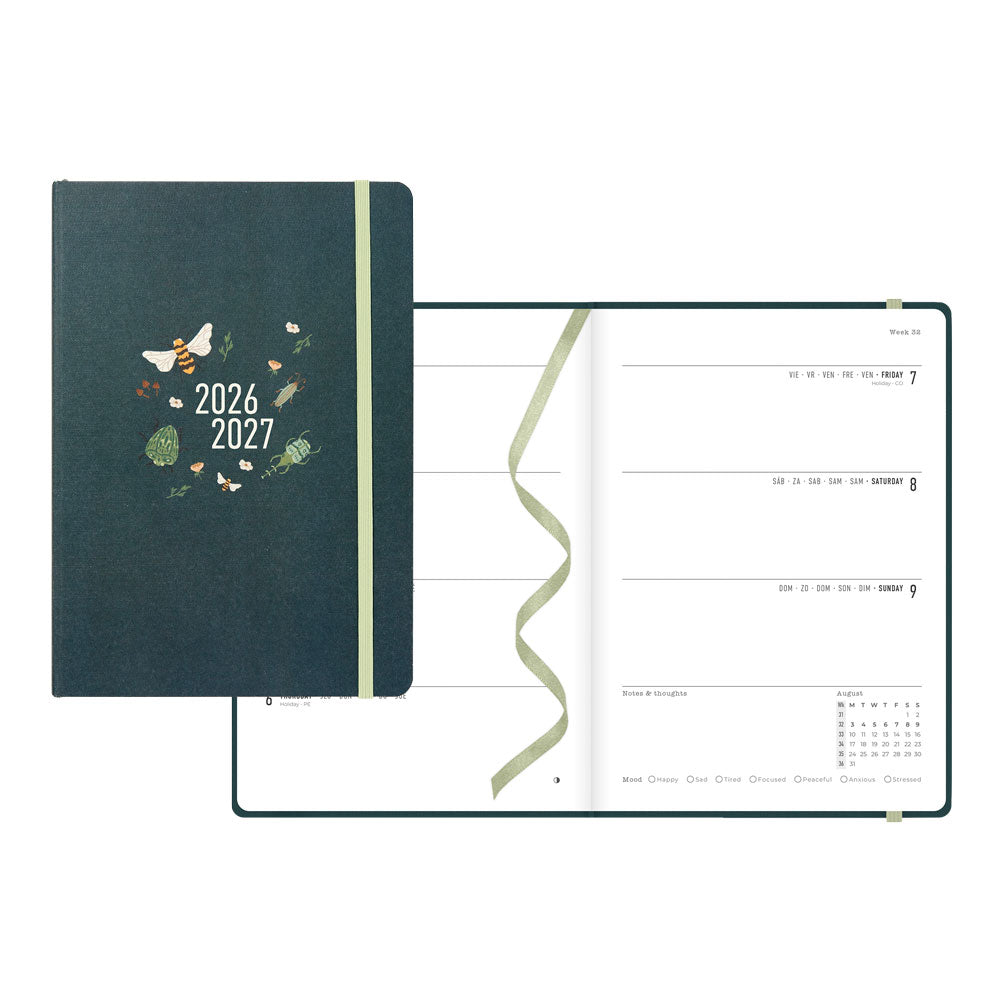 Bumblebee Academic Weekly Planner, A5, 2026 - 2027 - Multilingual 27-031907 #color_bumblebee-forest