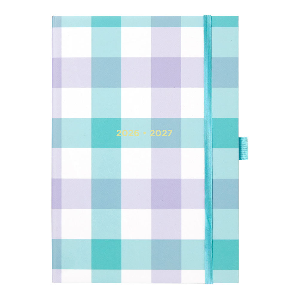 Gingham Academic Weekly Planner, A5, 2026 - 2027 - Multilingual 27-031931 #color_gingham-aqua