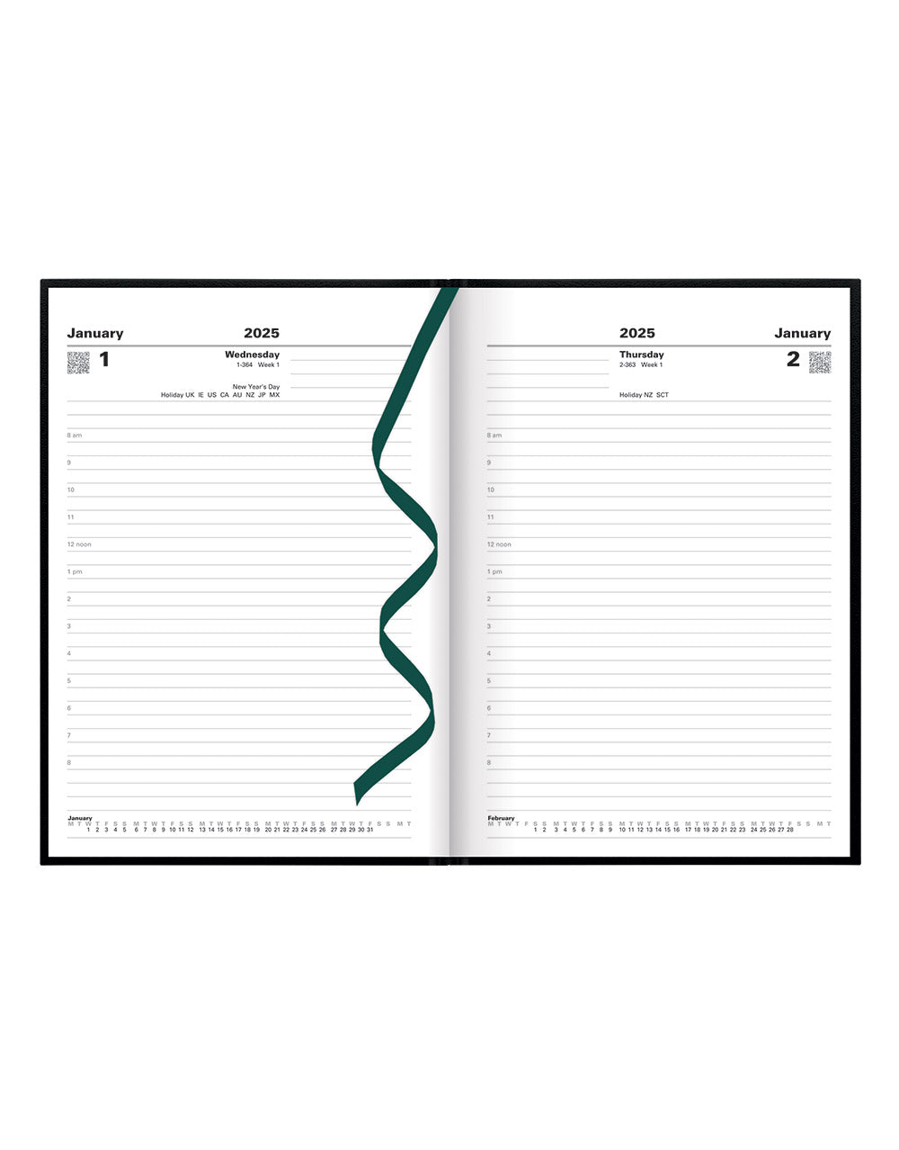 Standard A5 Day to a Page Planner 2025 - English 25-C10XBK#color_black