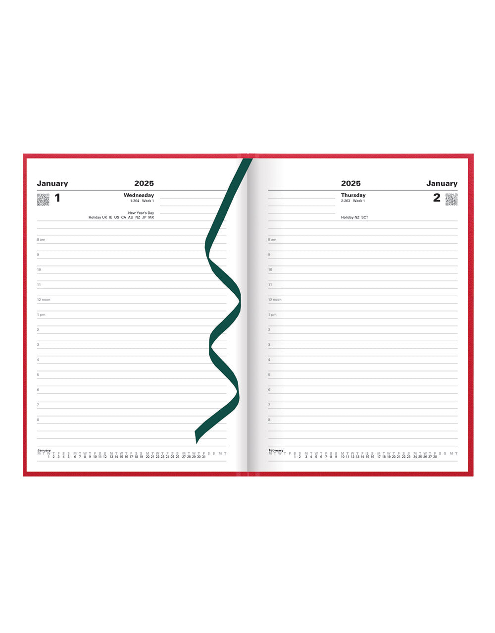 Standard A5 Day to a Page Planner 2025 - English 25-C10XBY#color_red