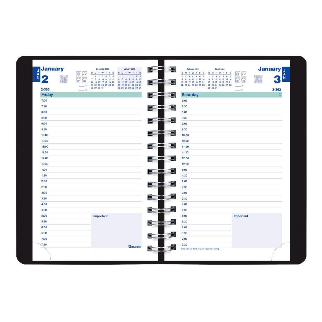 Blueline Essential Plan & Link™ Daily Planner, Black, 2026 C1504W.81-26