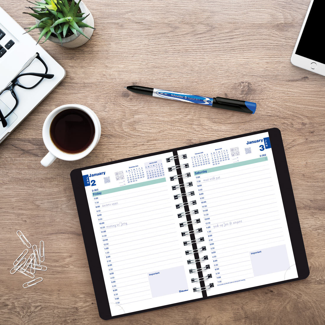 Blueline Essential Plan & Link™ Daily Planner, Black, 2026 C1504W.81-26