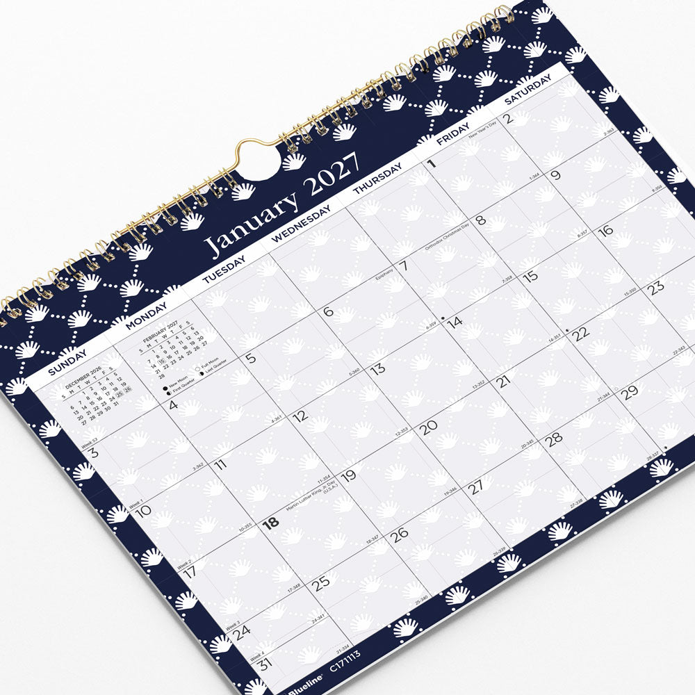 Monthly Wall Calendar, Nautical, 2027 C171113-27 Blueline