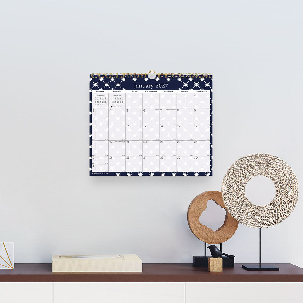 Monthly Wall Calendar, Nautical, 2027 C171113-27 Blueline