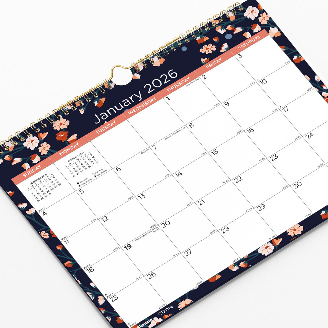 Blueline Colorful Monthly Wall Calendar 2026, Twilight Floral C171114-26