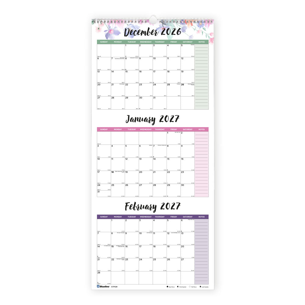 Monthly Wall Calendar, 2027 C171129-27 Blueline