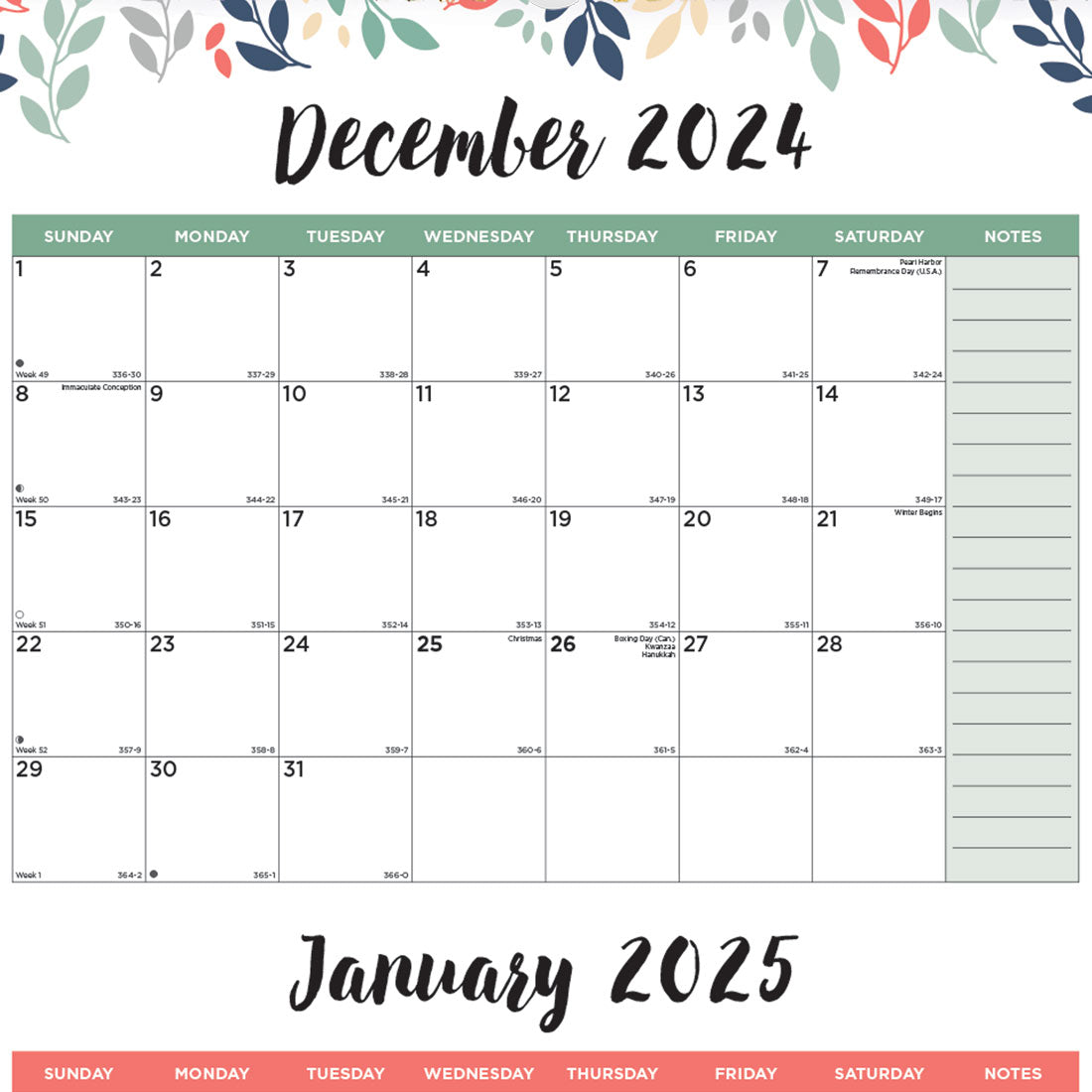 Colorful Three-Month Wall Calendar 2025, English, C171129