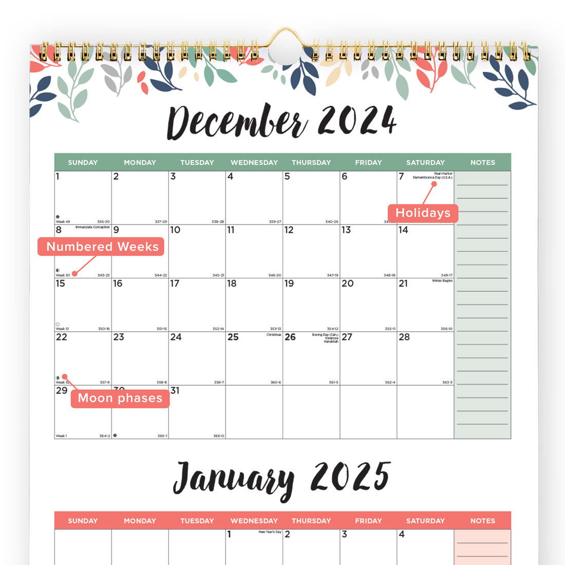 Colorful Three-Month Wall Calendar 2025, English, C171129
