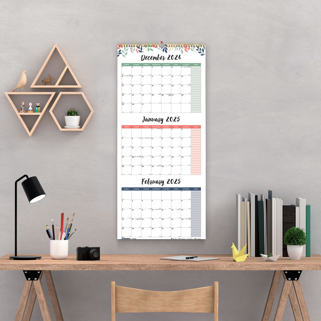 Colorful Three-Month Wall Calendar 2025, English, C171129