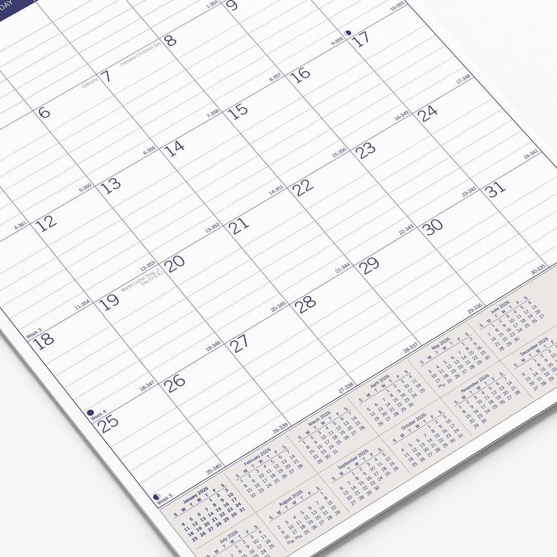 Blueline DuraGlobe™ Monthly Wall Calendar, Bamboo, 2026 C171203-26