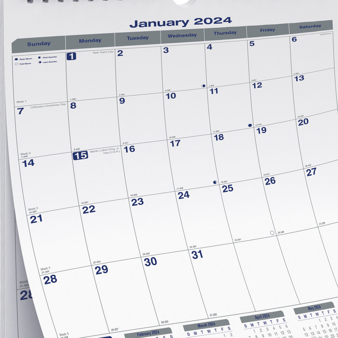 2024-2025 Blue Sky™ Ashlyn 24-Month Planning Calendar, 3-5/8 x 6-1/8,  Navy Clear, January 2024 to December 2025, 143959