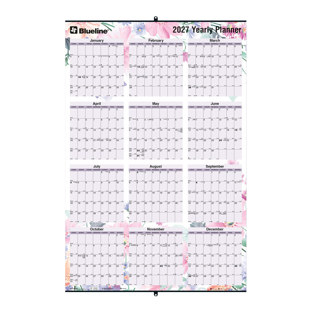 Yearly Wall Planner, Passion, 2027 C171920-27 Blueline