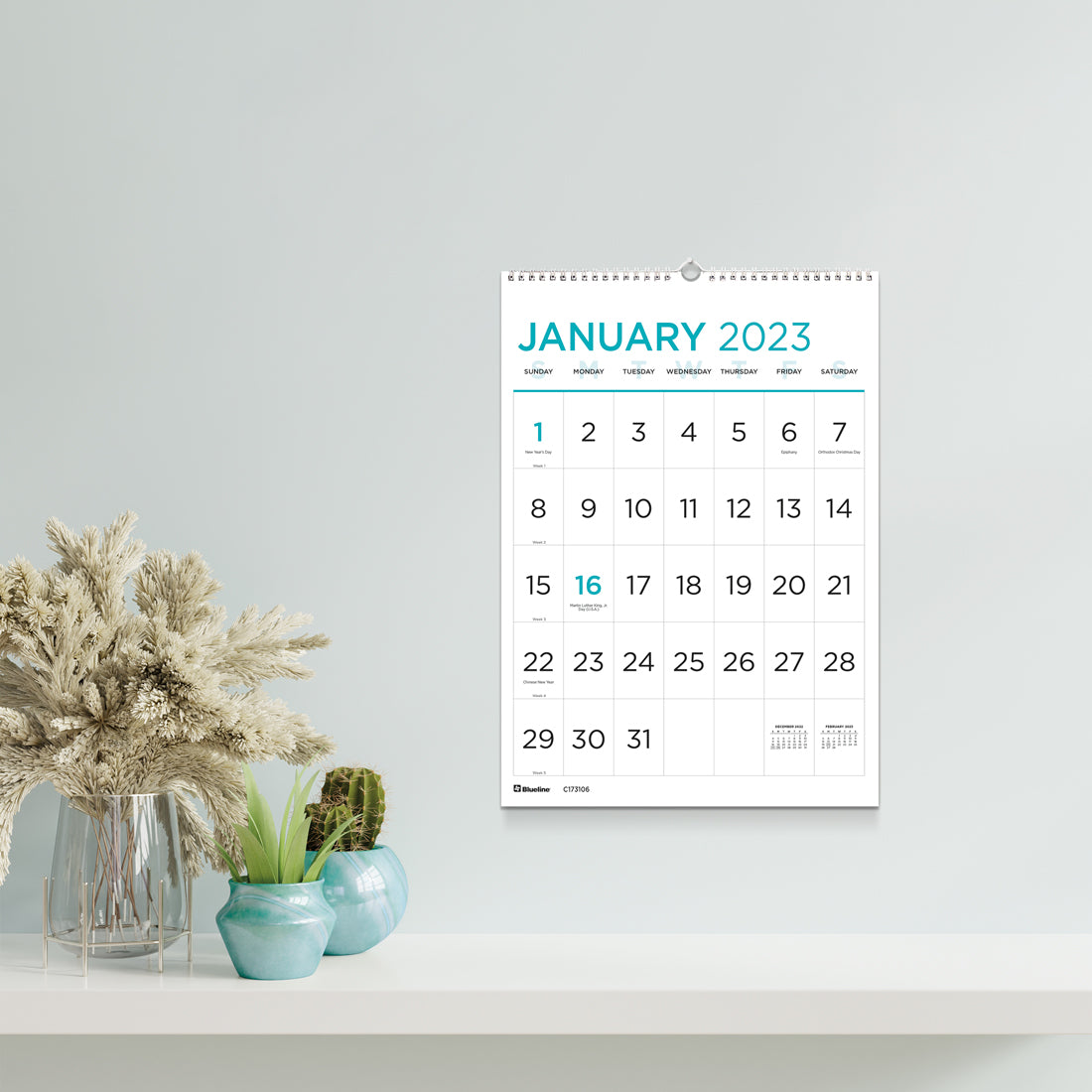 Large Print Monthly Wall Calendar 2024