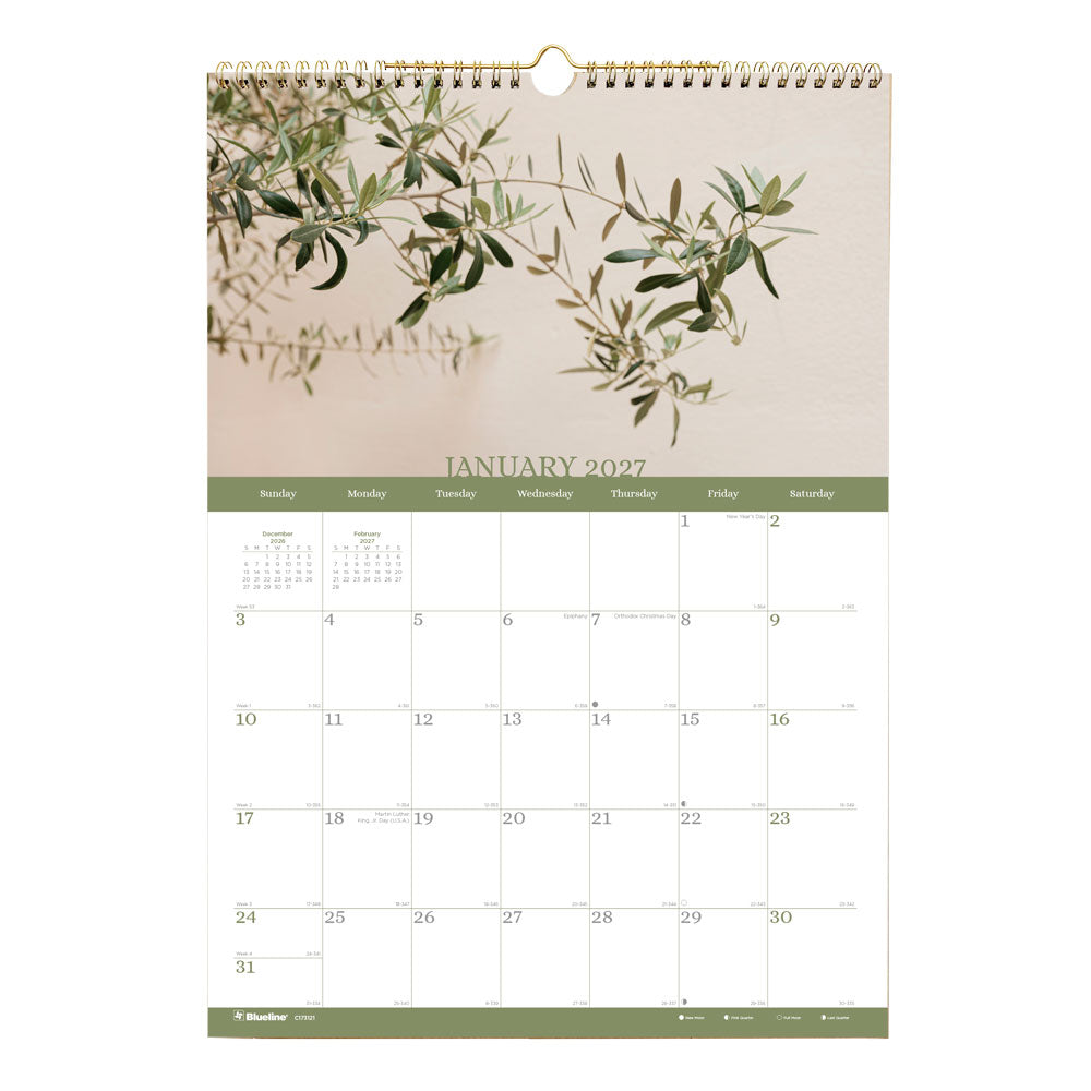 Monthly Wall Calendar, Minimalist, 2027 C173121-27 Blueline