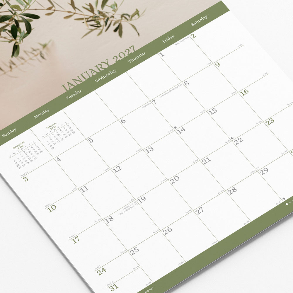 Monthly Wall Calendar, Minimalist, 2027 C173121-27 Blueline