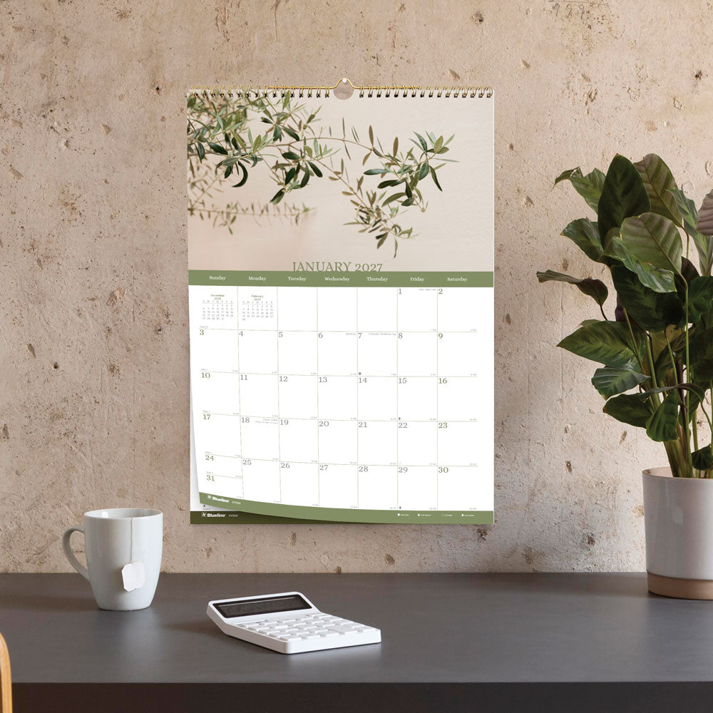 Monthly Wall Calendar, Minimalist, 2027 C173121-27 Blueline