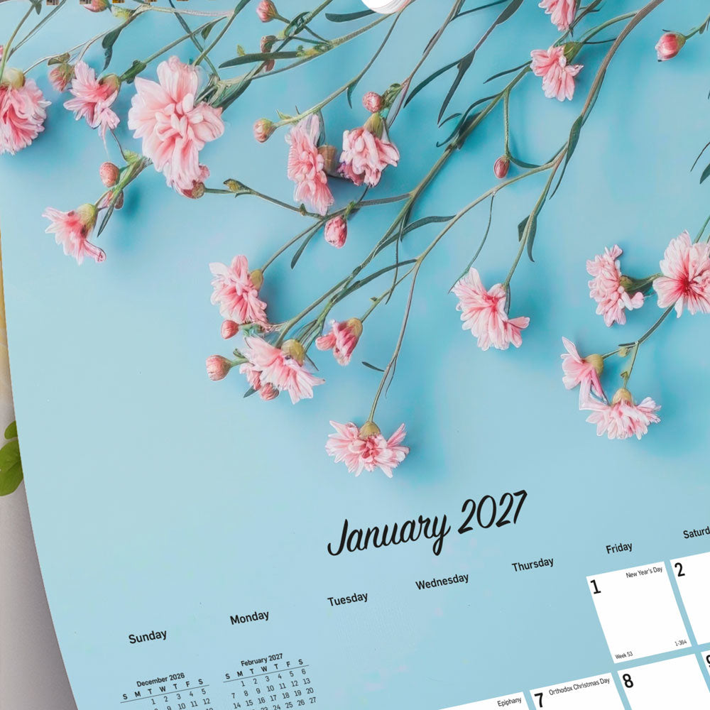 Monthly Wall Calendar, Romantic, 2027 C173122-27 Blueline