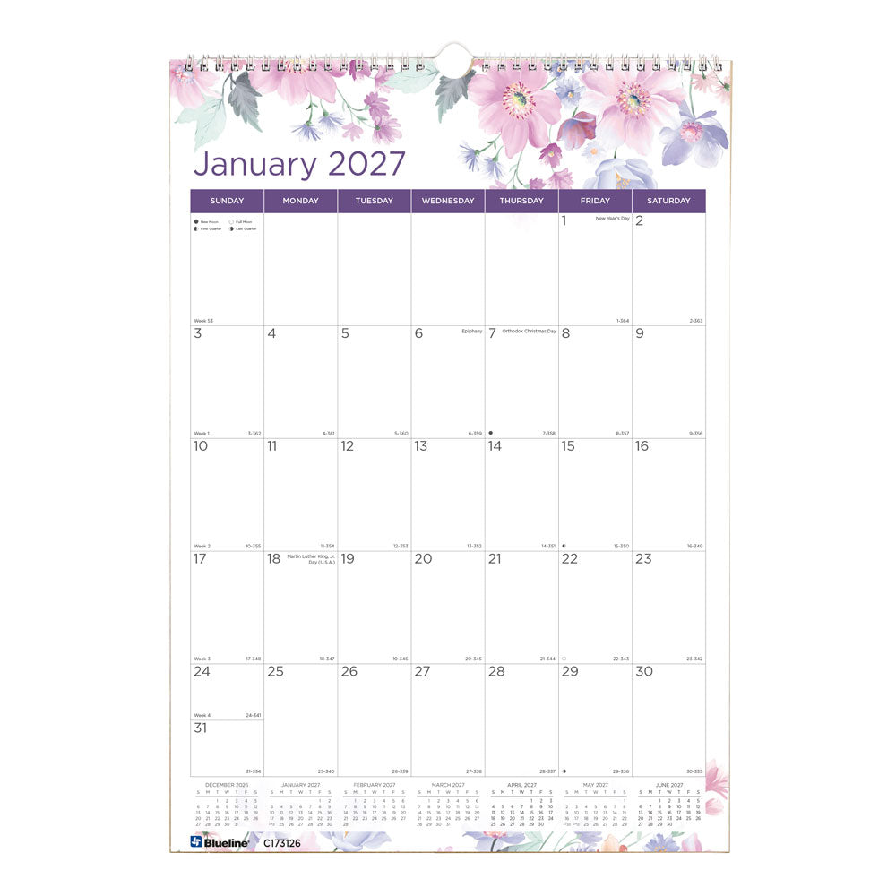 Monthly Wall Calendar, Passion, 2027 C173126-27 Blueline