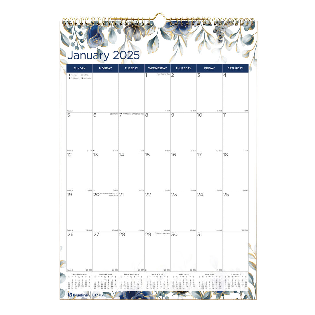 Abstract Floral Monthly Wall Calendar 2025, C173128