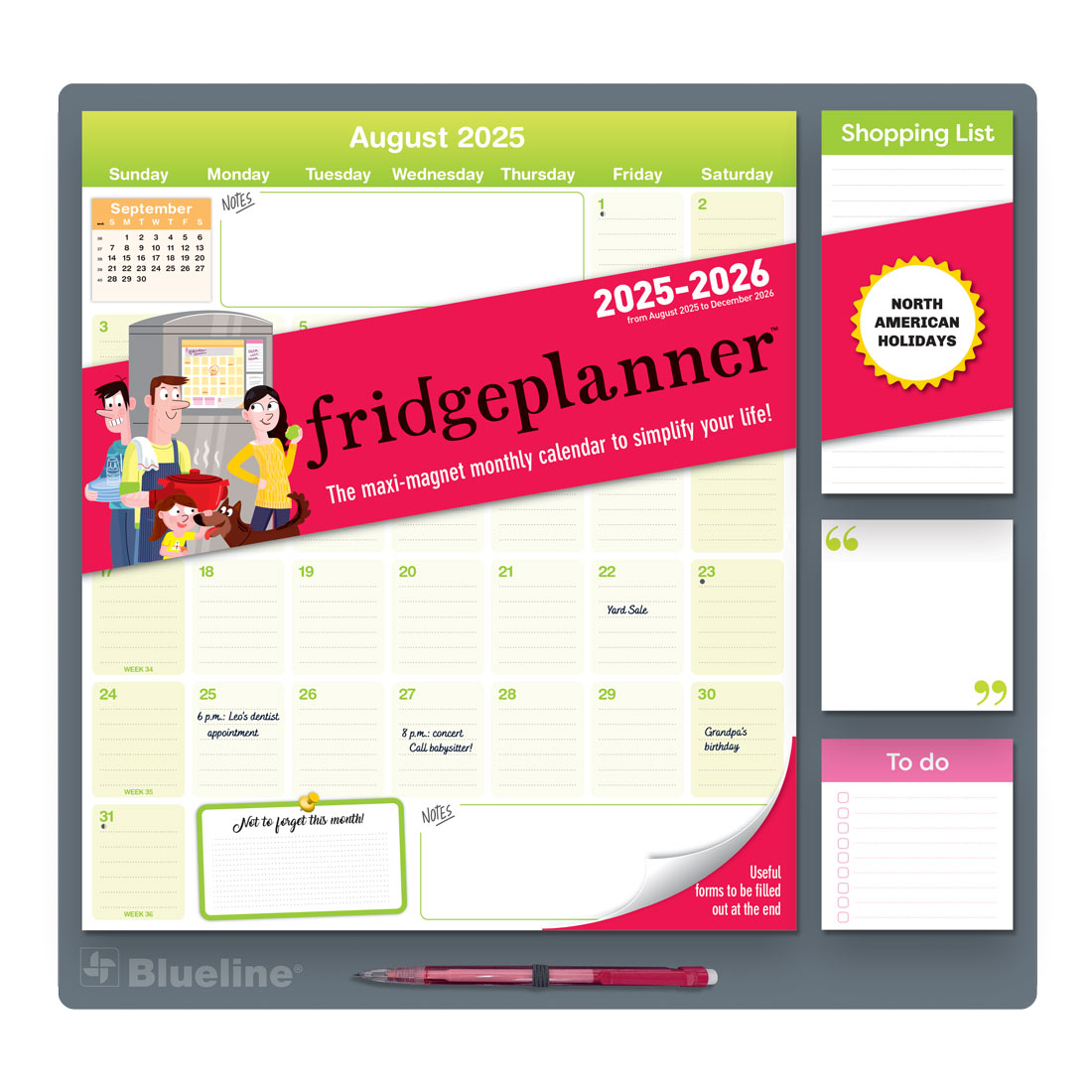 Fridgeplanner™ Maxi Magnet Calendar, 17-Month 2025-2026 (C174110A-26)