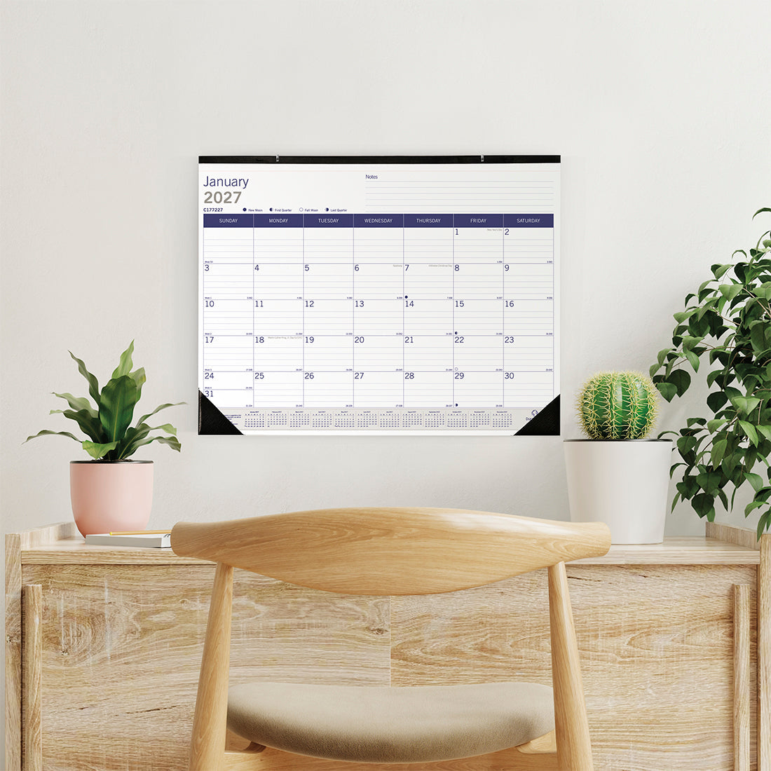 Monthly Desk Pad Calendar, DuraGlobe™, 2027 C177227-27 Blueline