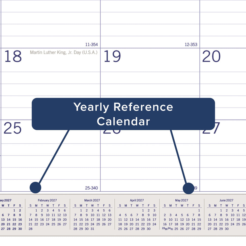 Monthly Desk Pad Calendar, DuraGlobe™, 2027 C177227-27 Blueline