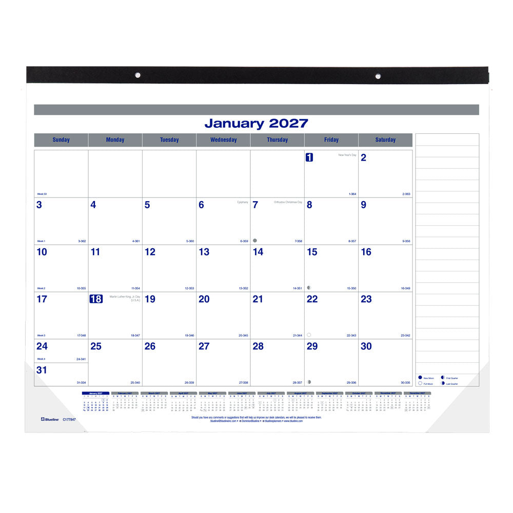 Monthly Desk Pad Calendar, Net Zero Carbon™, 2027 C177847-27 Blueline