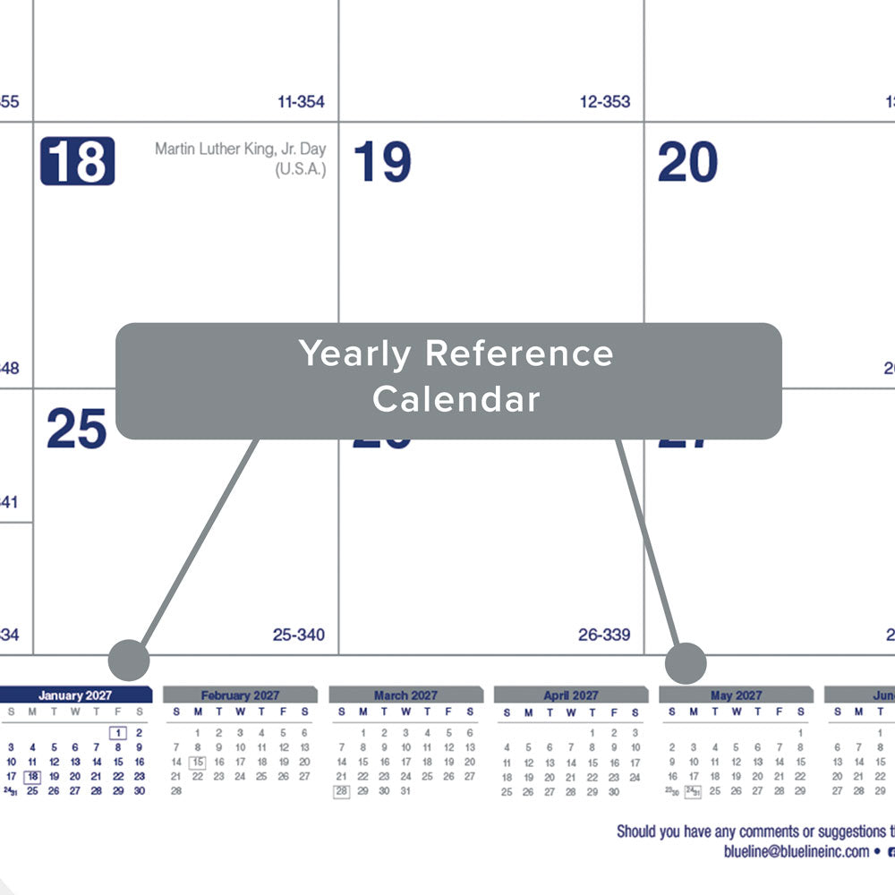 Monthly Desk Pad Calendar, Net Zero Carbon™, 2027 C177847-27 Blueline