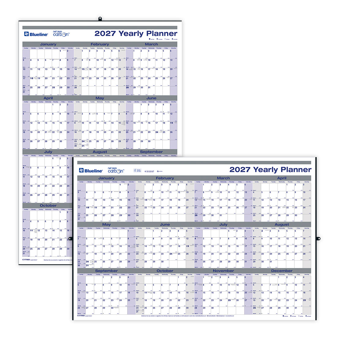 Yearly Wall Planner, 2027 C177868-27 Blueline