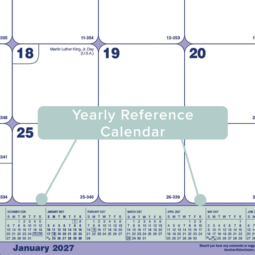 Monthly Desk Pad Calendar, 2027 C181731-27 Blueline