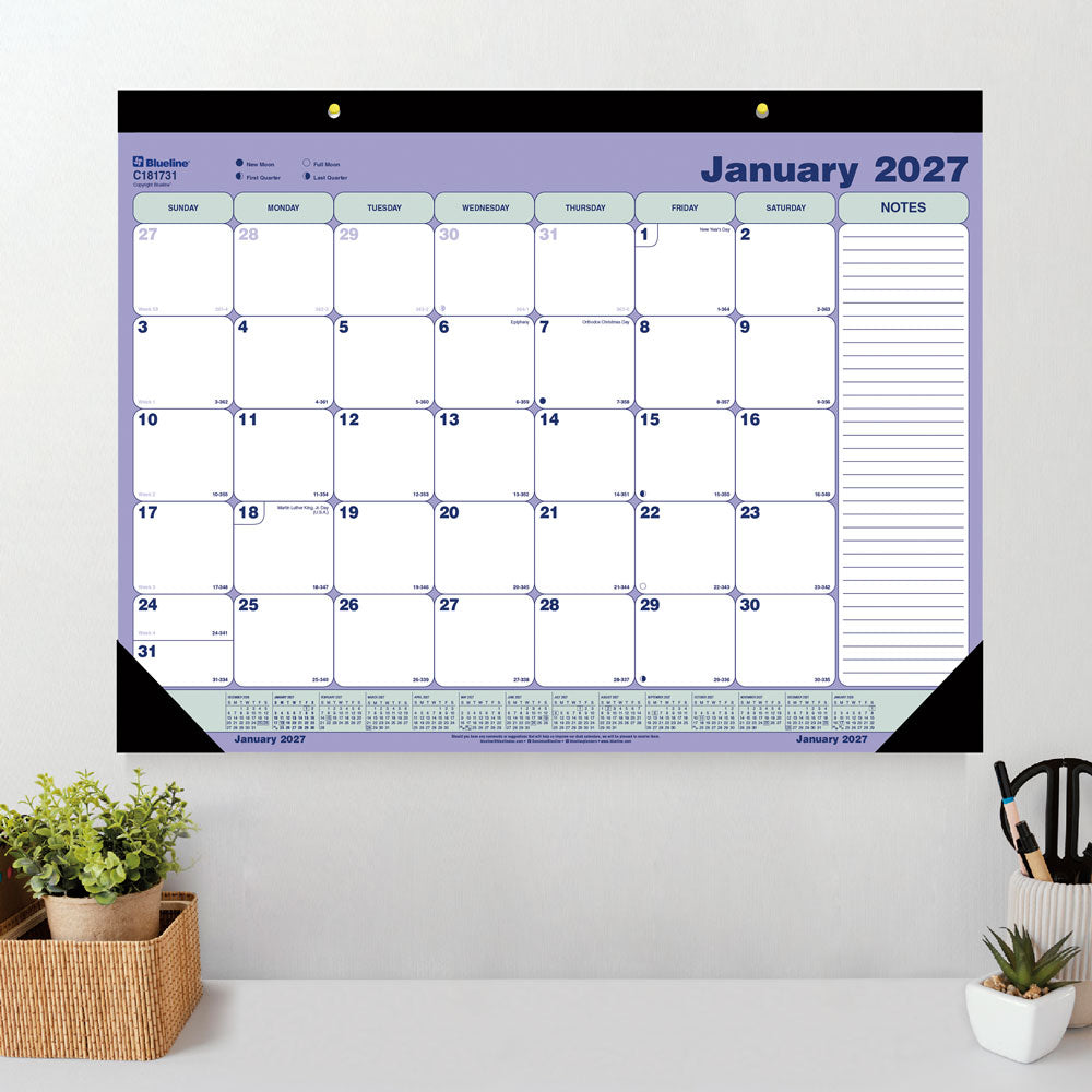 Monthly Desk Pad Calendar, 2027 C181731-27 Blueline