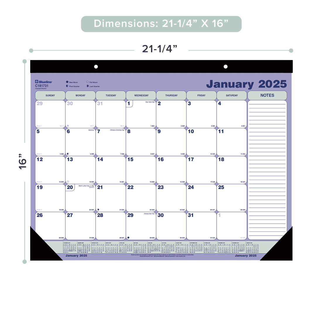 Desk Pad or Wall Calendar 2025, English, C181731