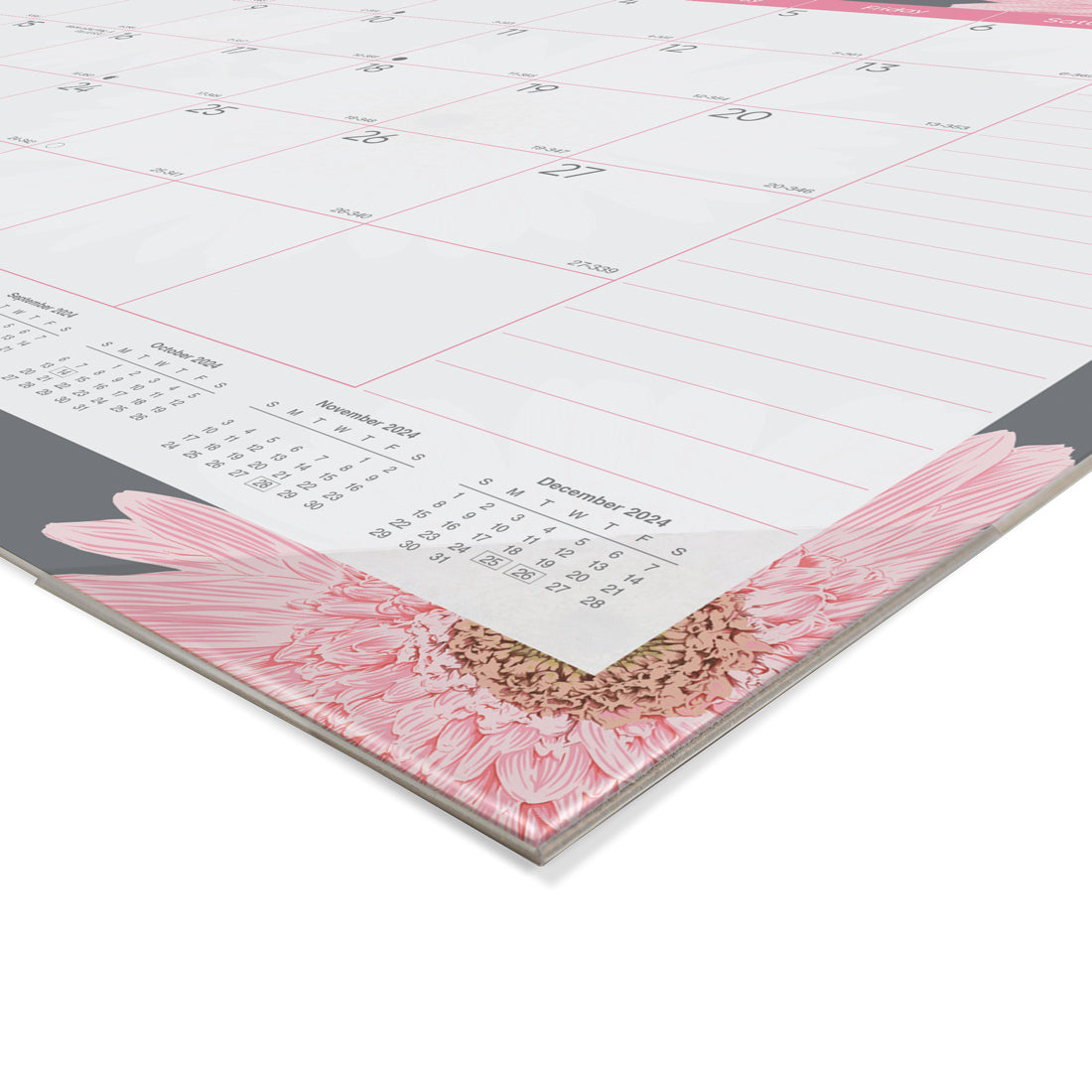 Pink Daisy Monthly Desk Pad 2024