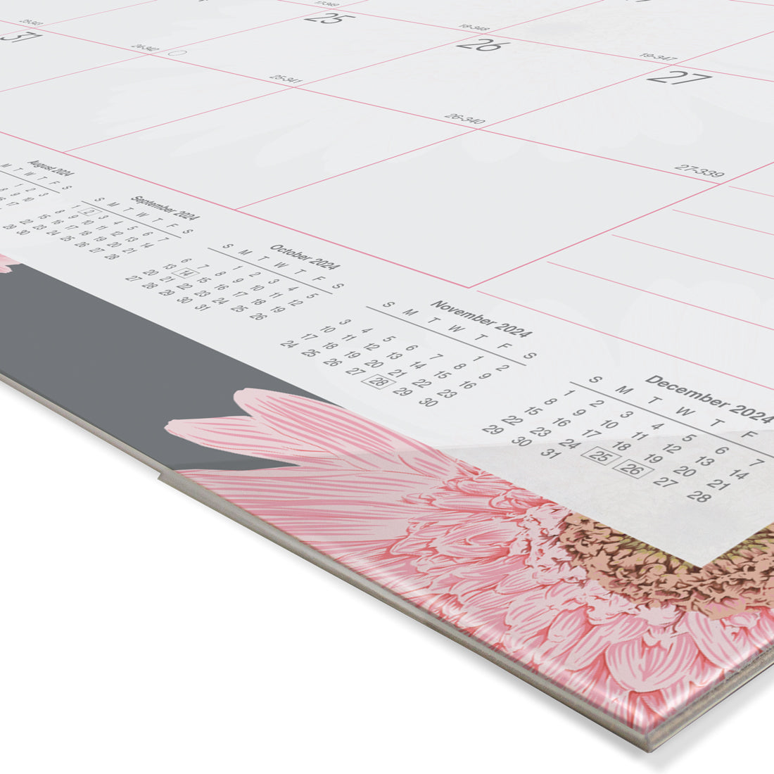 Pink Daisy Monthly Desk Pad 2024
