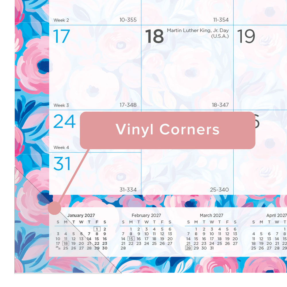 Monthly Desk Pad Calendar, Floral, 2027 C194128-27 Blueline