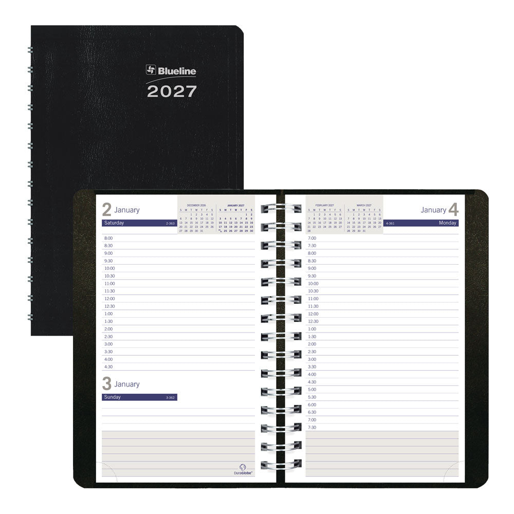 Blueline DuraGlobe™ Daily Appointment Book, 2027, Black C210.21T-27