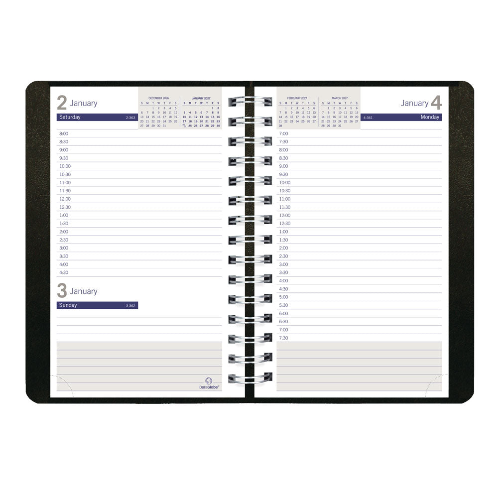 Blueline DuraGlobe™ Daily Appointment Book, 2027, Black C210.21T-27